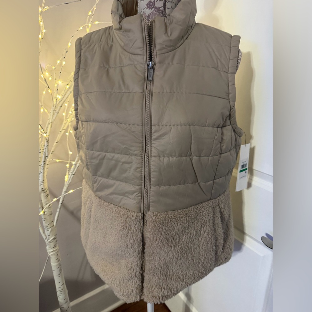 Calvin Klein Tan Puffer Vest with Fleece Bottom
